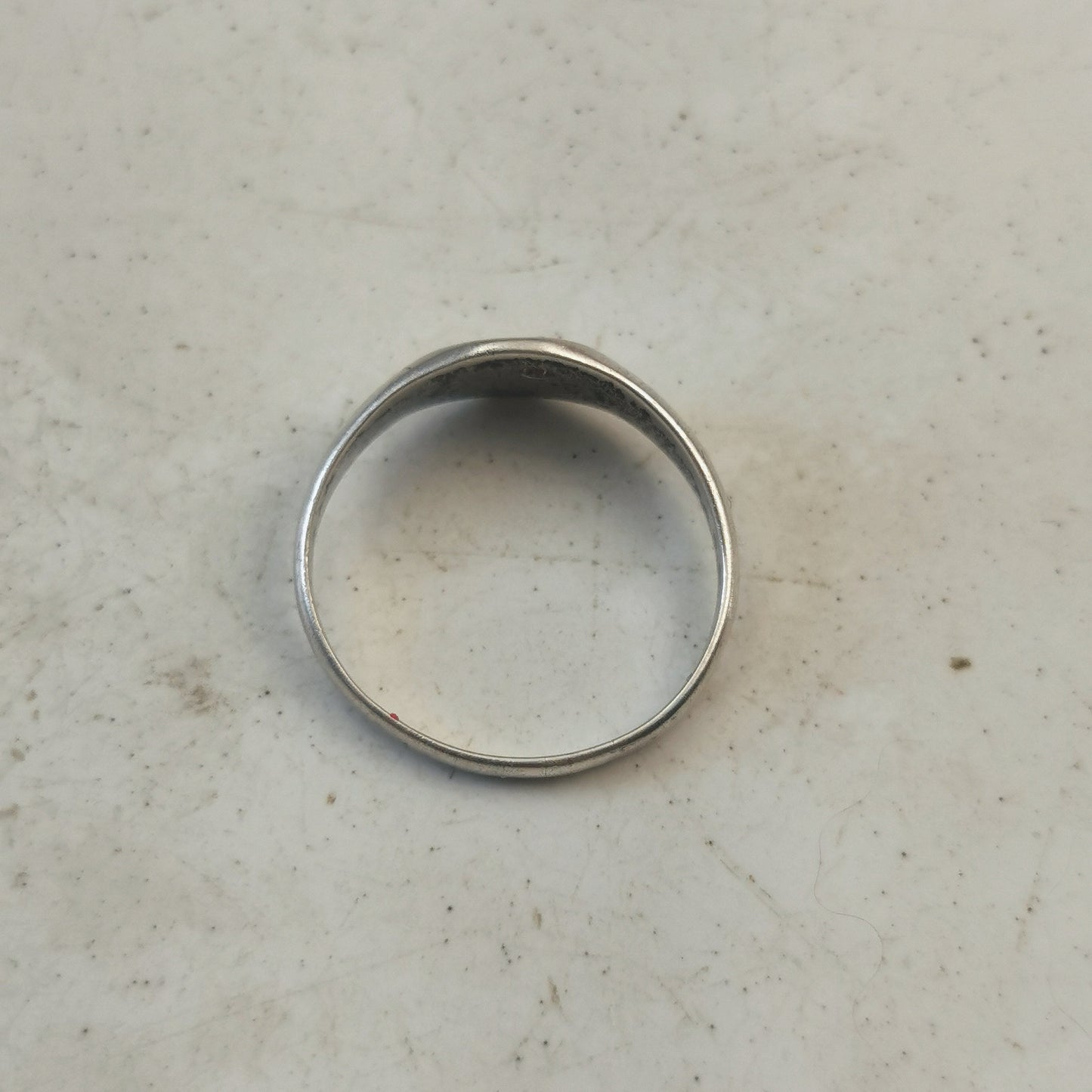 Vintage Sterling Silver Signet Pinky Ring - Initial B with Pink Gem
