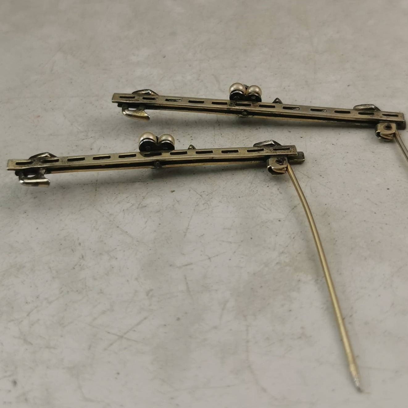 Edwardian Matching Lace Pins Sterling Silver, Pearl and Marcasite