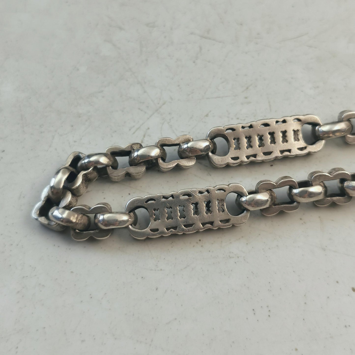 Victorian Sterling Silver Ornate Pocket Watch Chain - Choker or Repurpose