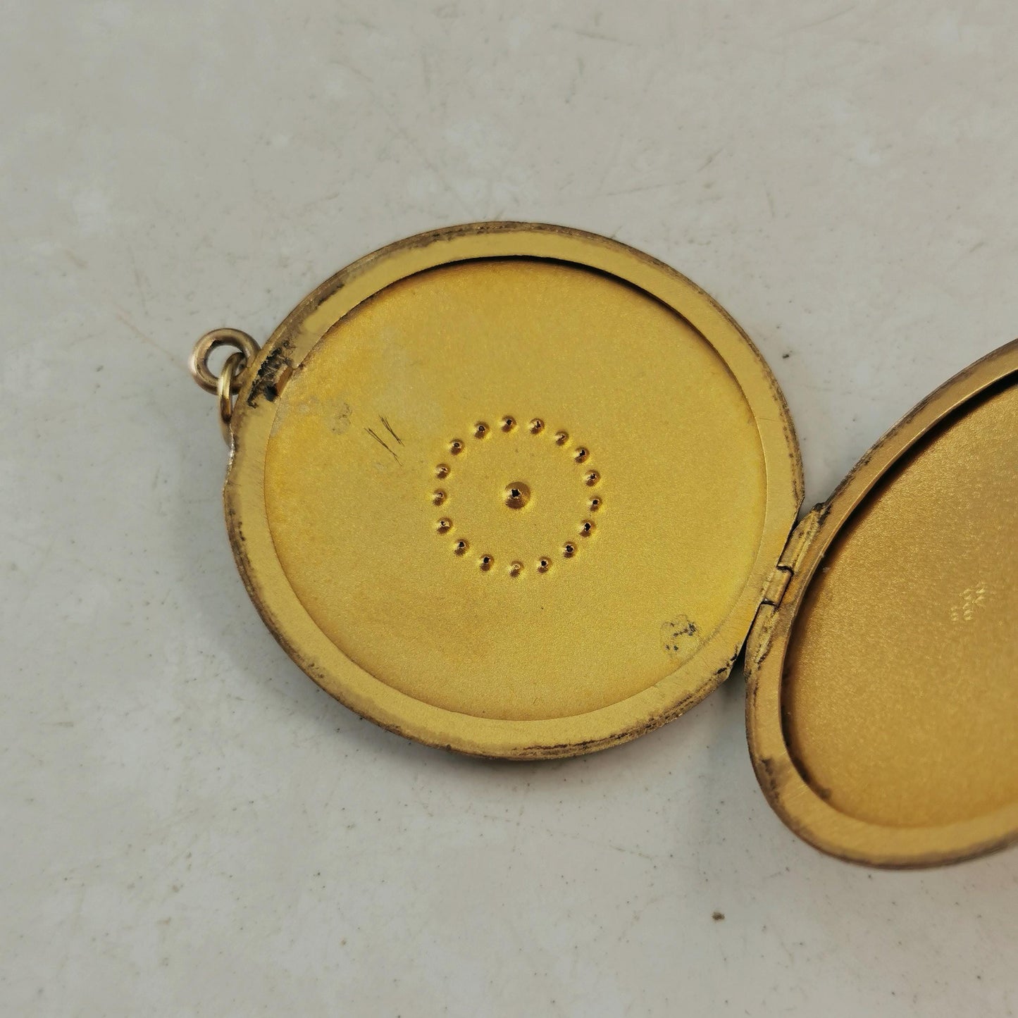 Victorian Edwardian Gold Filled Large Locket - Paste Rhinestone - Flower Patterned Photo Locket