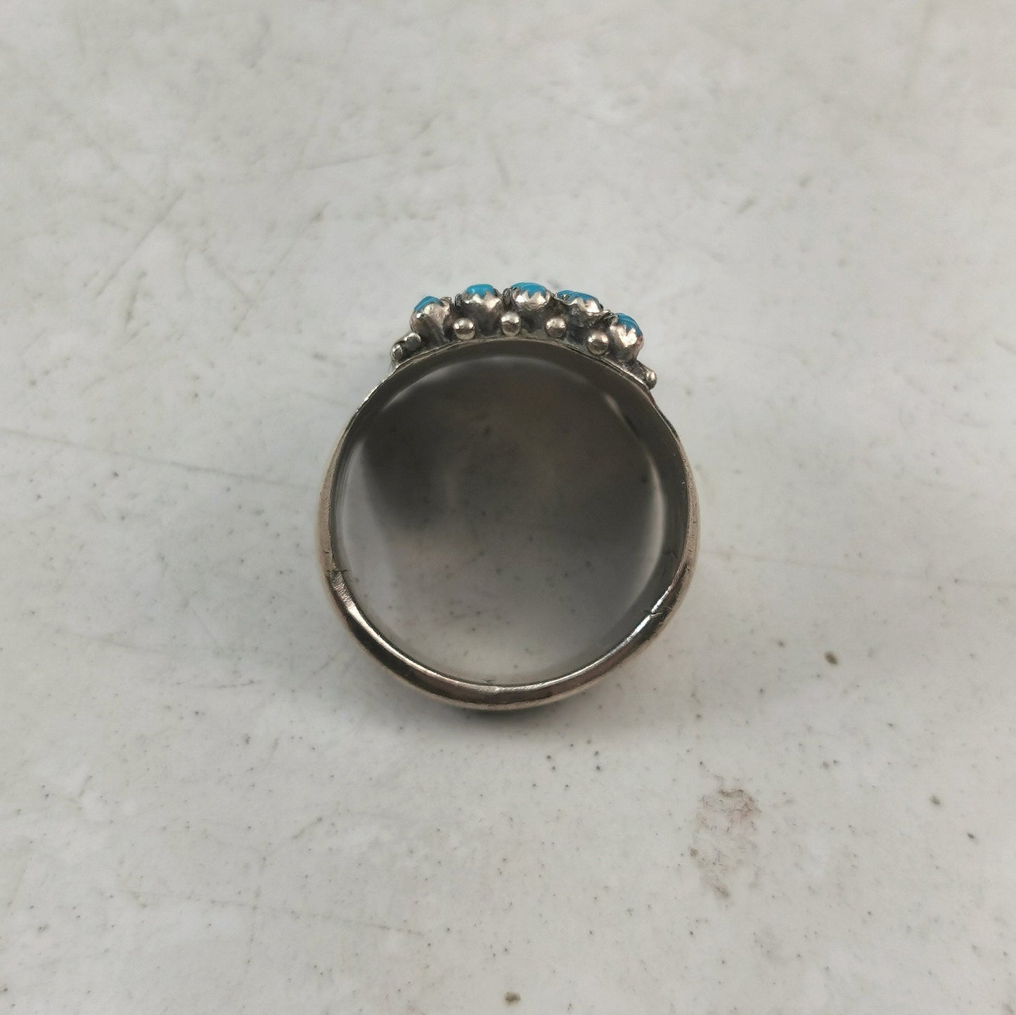Vintage Peter Haloo Zuni Sterling Silver and Turquoise Wide Ring