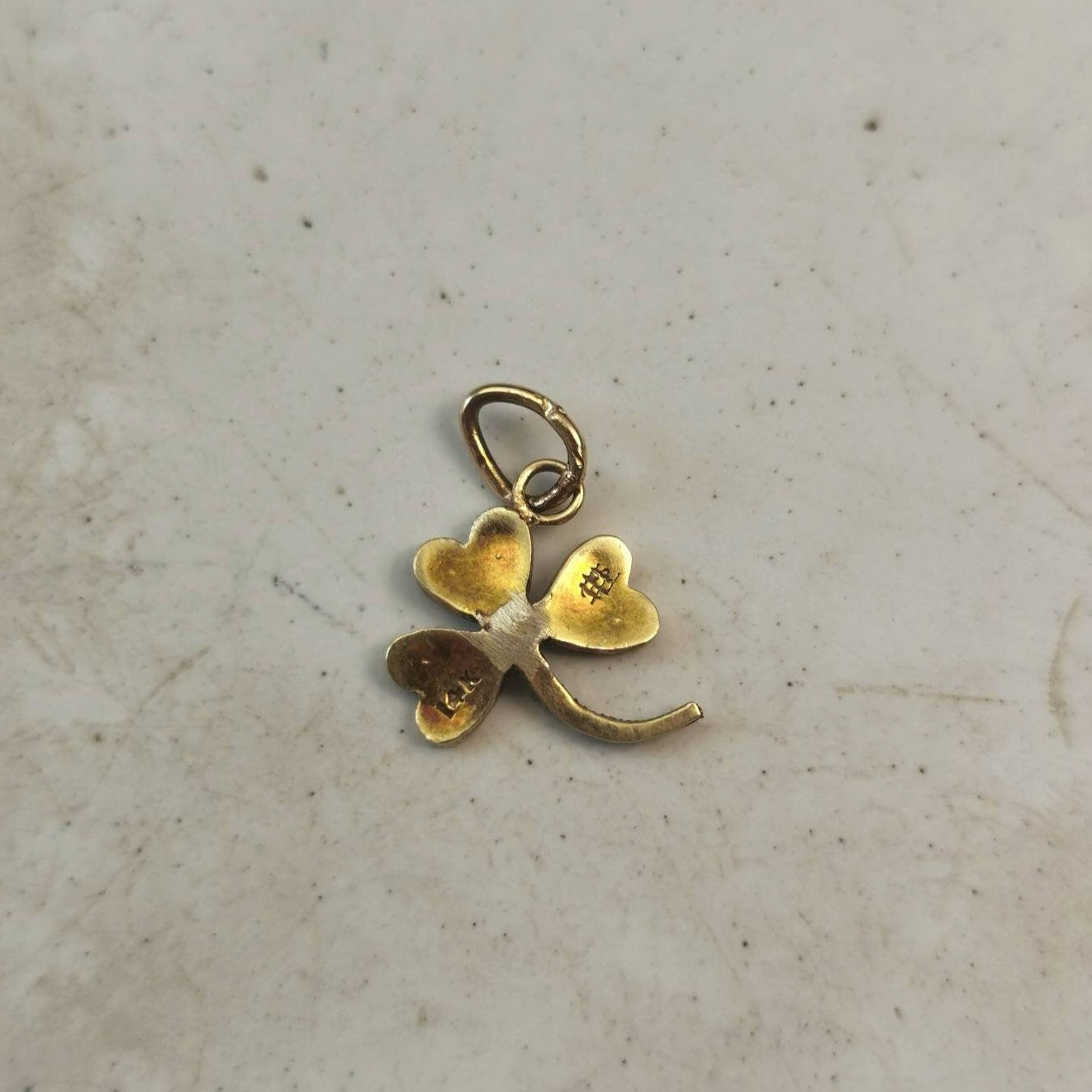 Antique 14k Yellow Gold and Seed Pearl Clover Conversion Charm