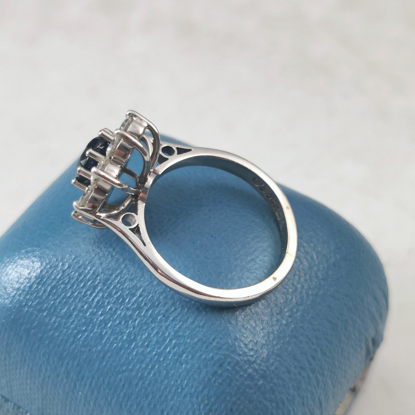Vintage 1960's 18k White Gold Sapphire Cluster Ring