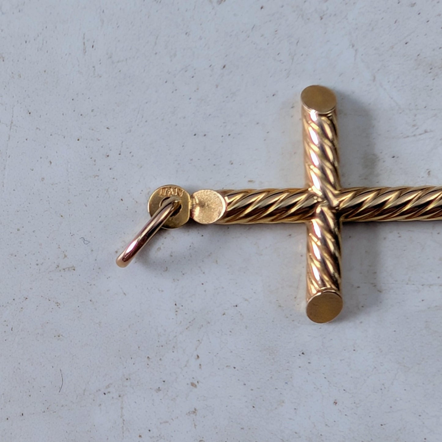 Estate Uno-A-Erre 10k Yellow Gold Twisted Cross Pendant