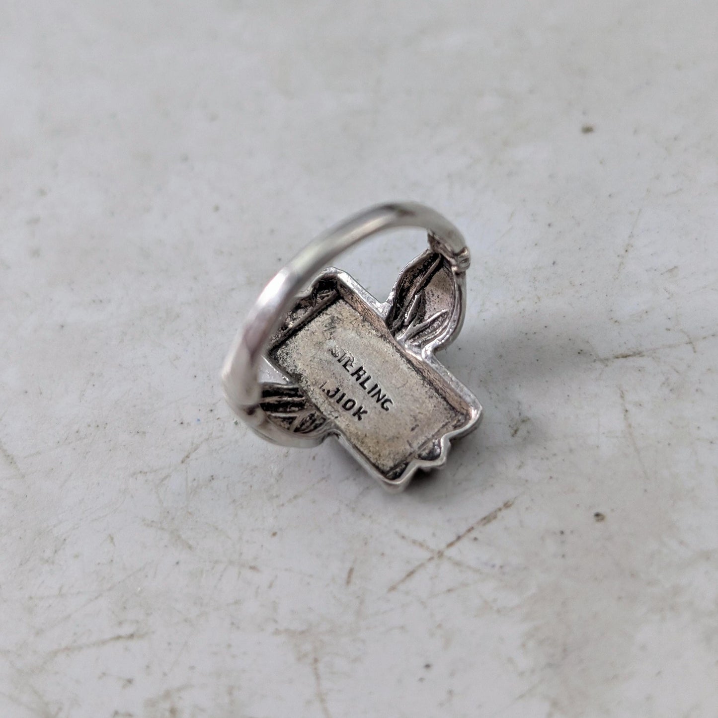 Art Deco Sterling Silver & 10K Yellow Gold Initial B Pinky Signet Ring