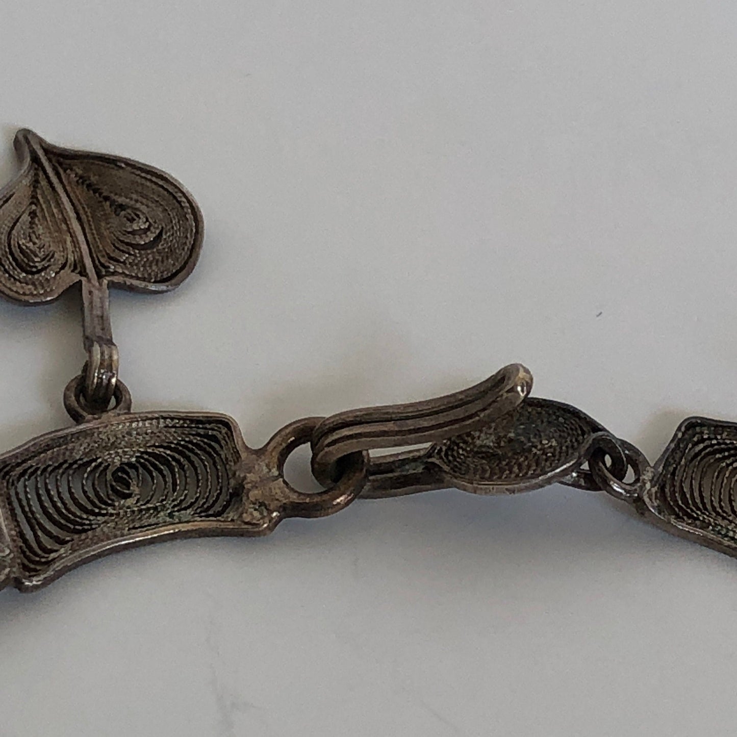 Antique 800 Silver Filigree Leaf Collar Necklace Necklace