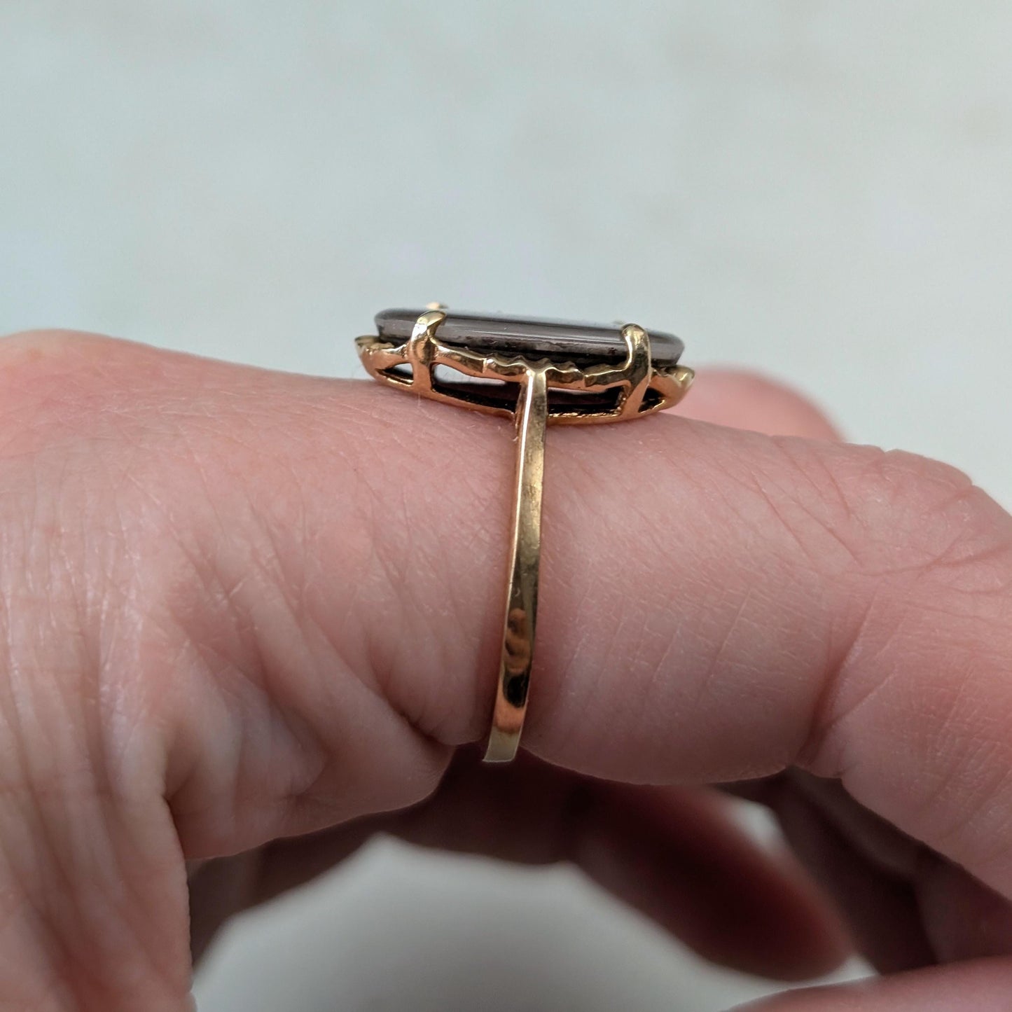 Vintage 10k Yellow Gold Ammolite Triplet Ring