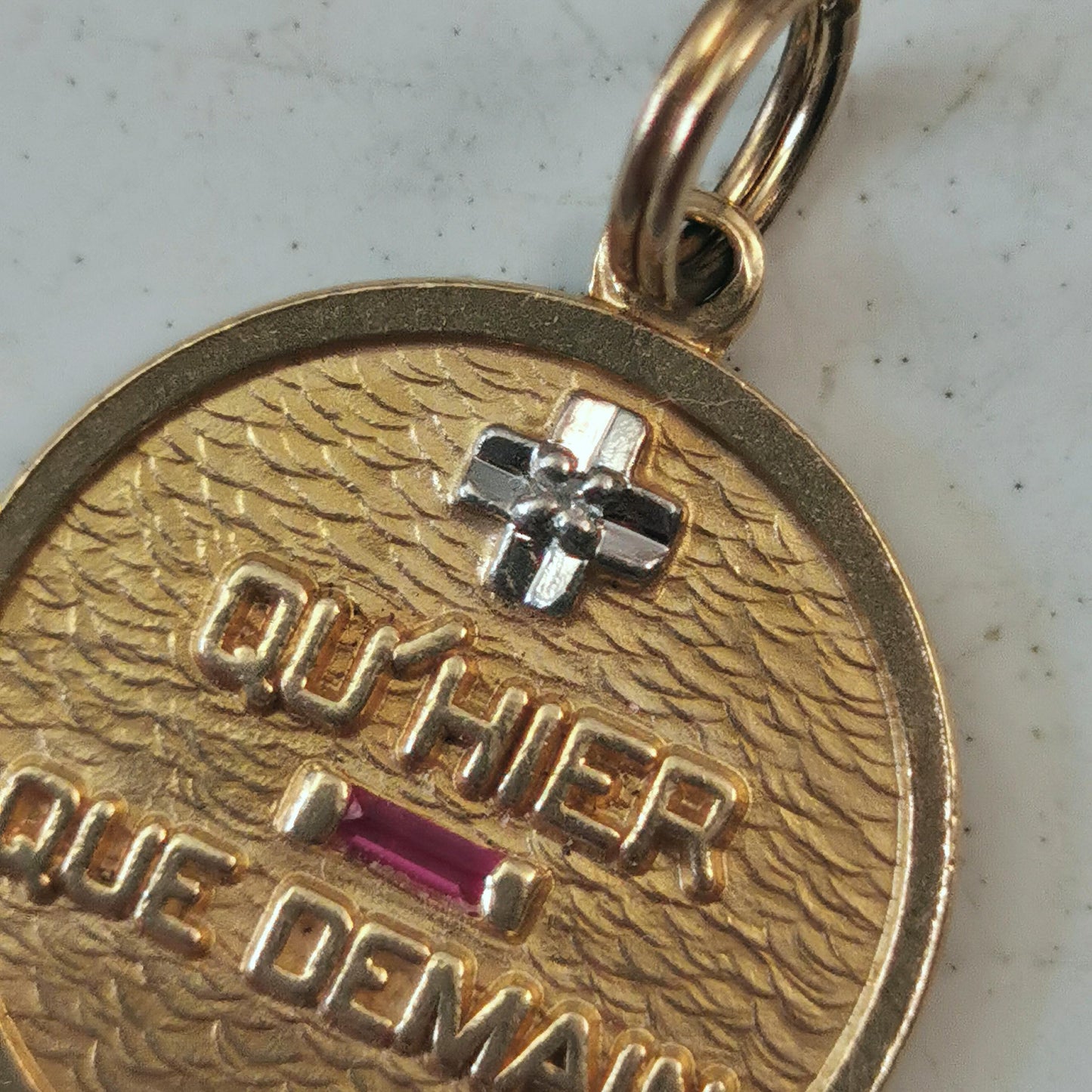 Vintage Mid-century 14k Yellow Gold Plus Qu'hier Moins Que Demain Charm