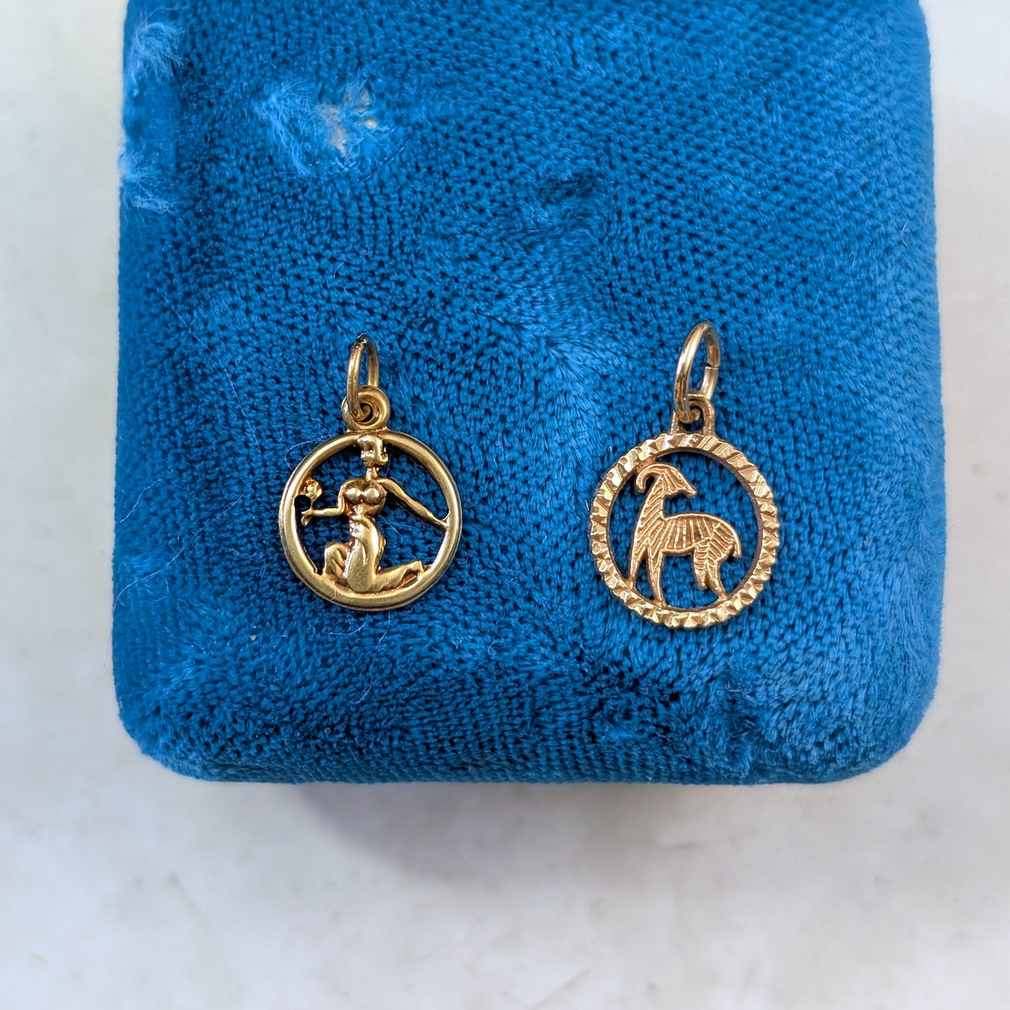 Vintage Yellow Gold Zodiac Signs - 14k Virgo & 10k Aries