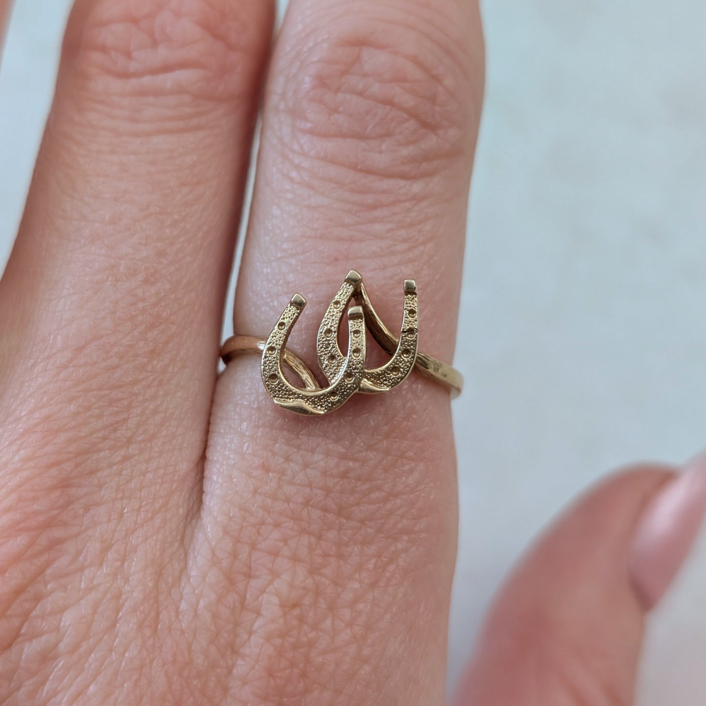 Vintage 10k Yellow Gold Siffari Double Horseshoe Ring