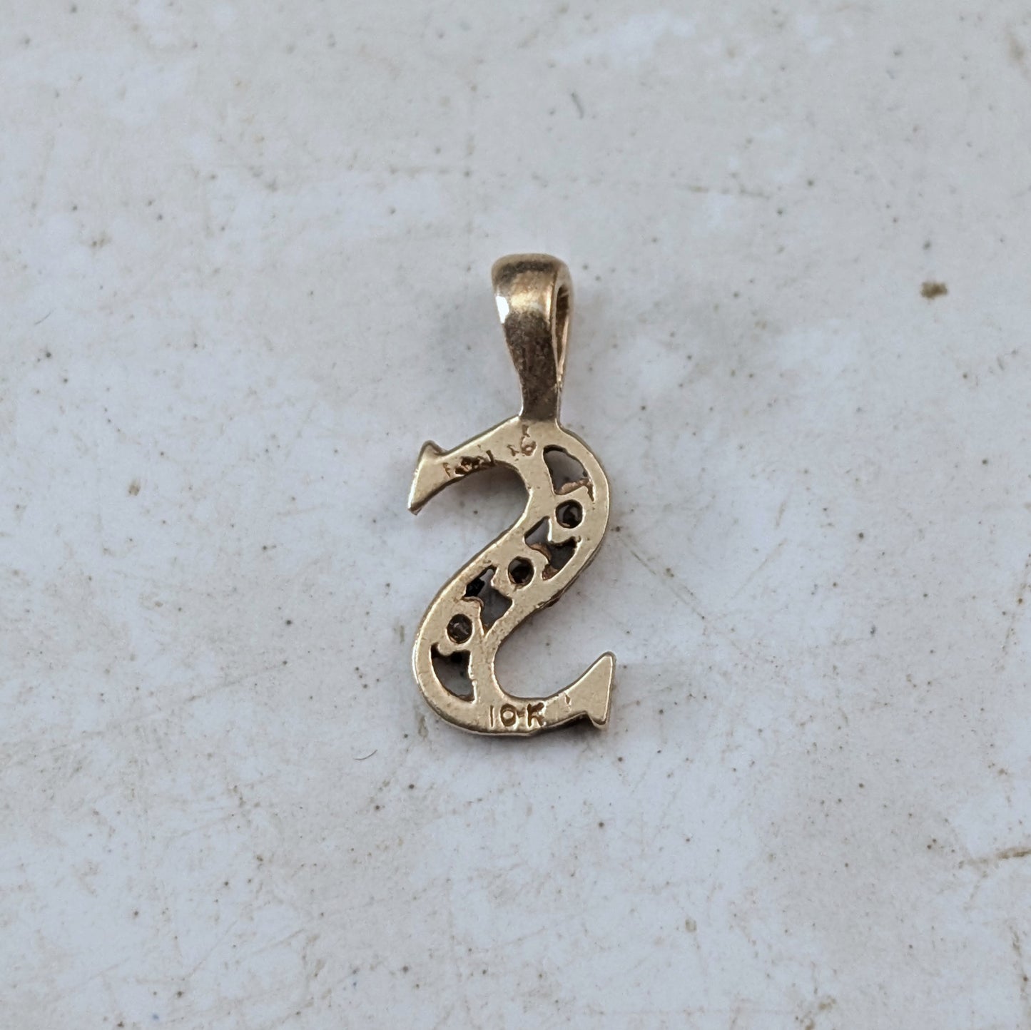 Estate 10k Yellow Gold and Diamond Initial S Pendant