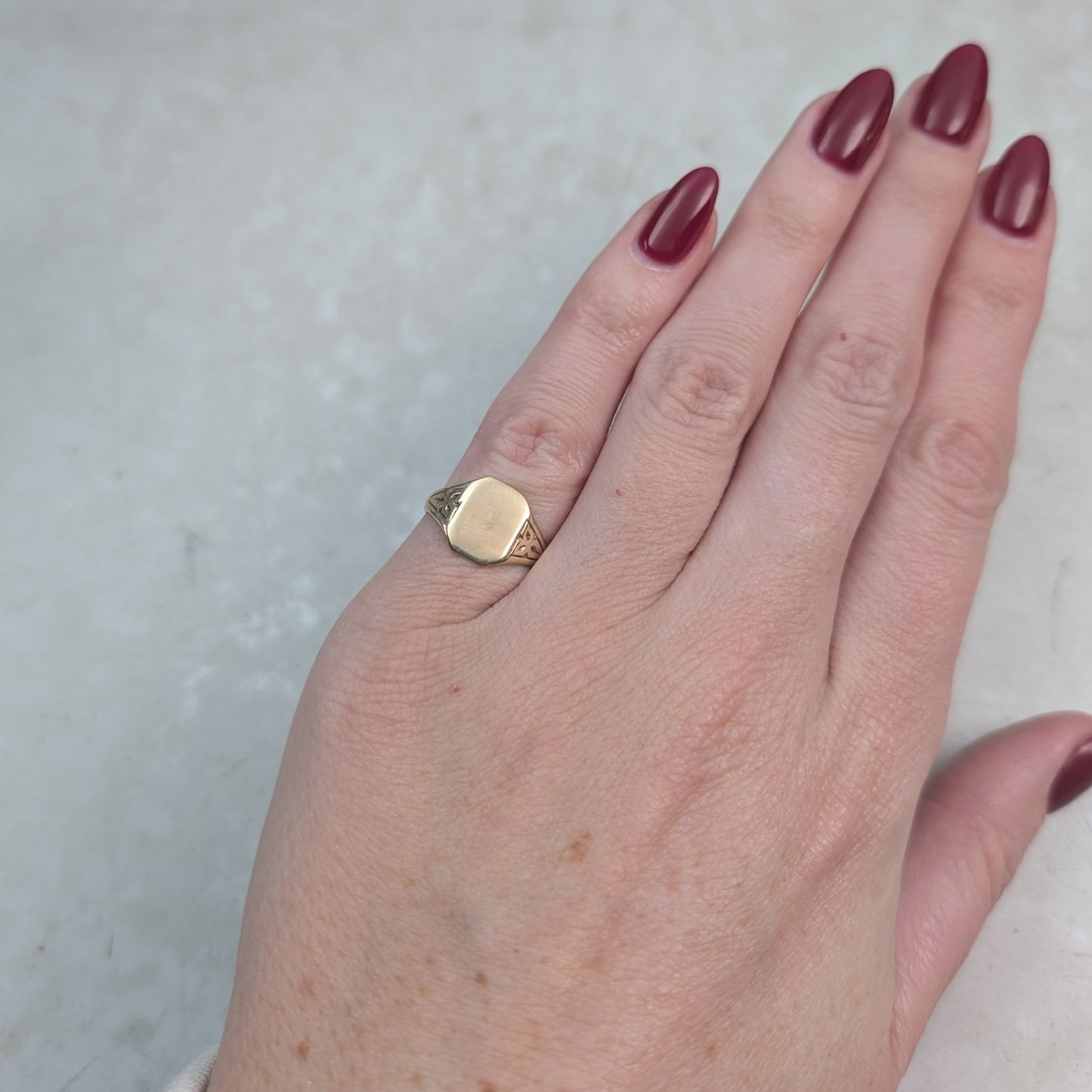 Vintage 10k Yellow Gold Blank Signet Pinky Ring