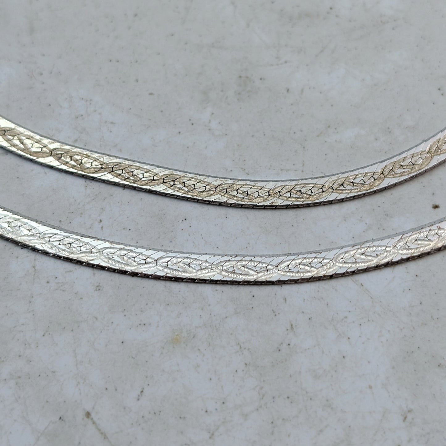 Estate 3.2mm Patterned Herring Bone Necklace and Bracelet Set