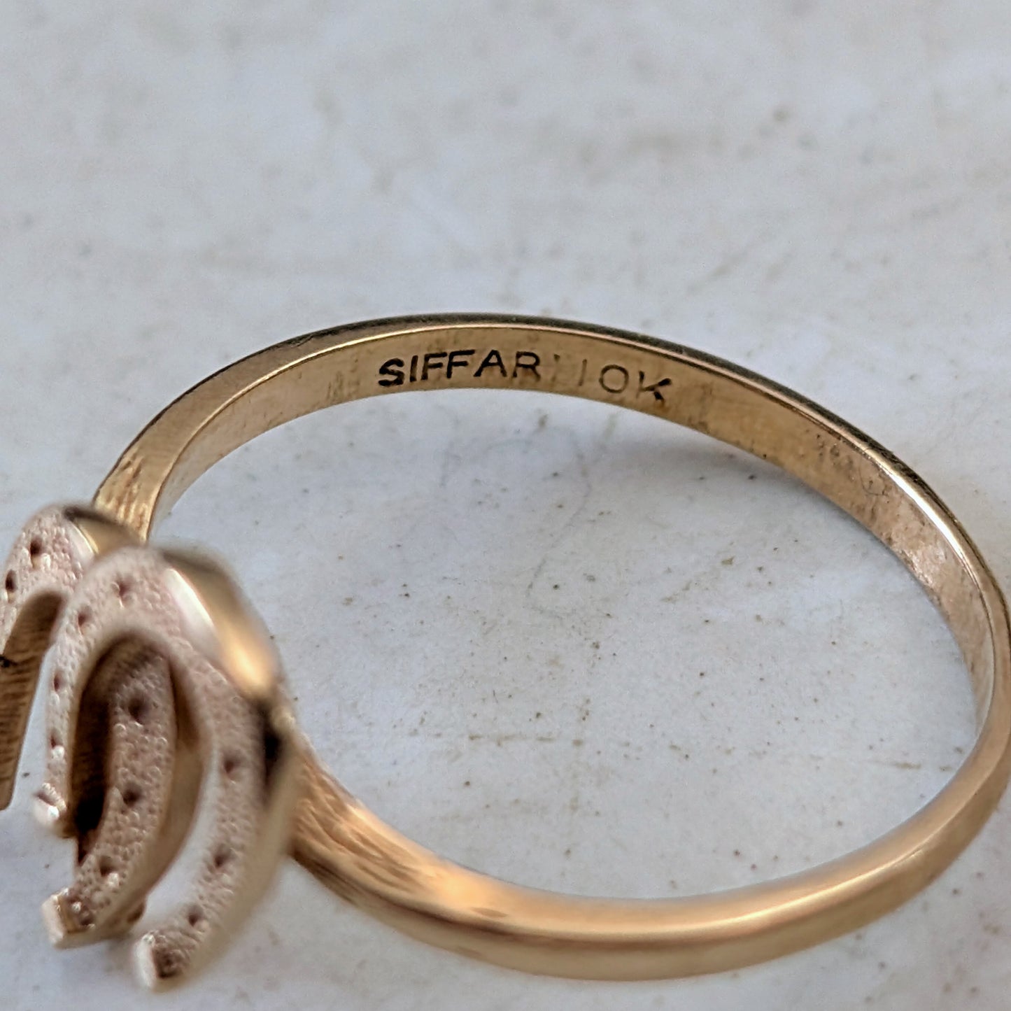 Vintage 10k Yellow Gold Siffari Double Horseshoe Ring