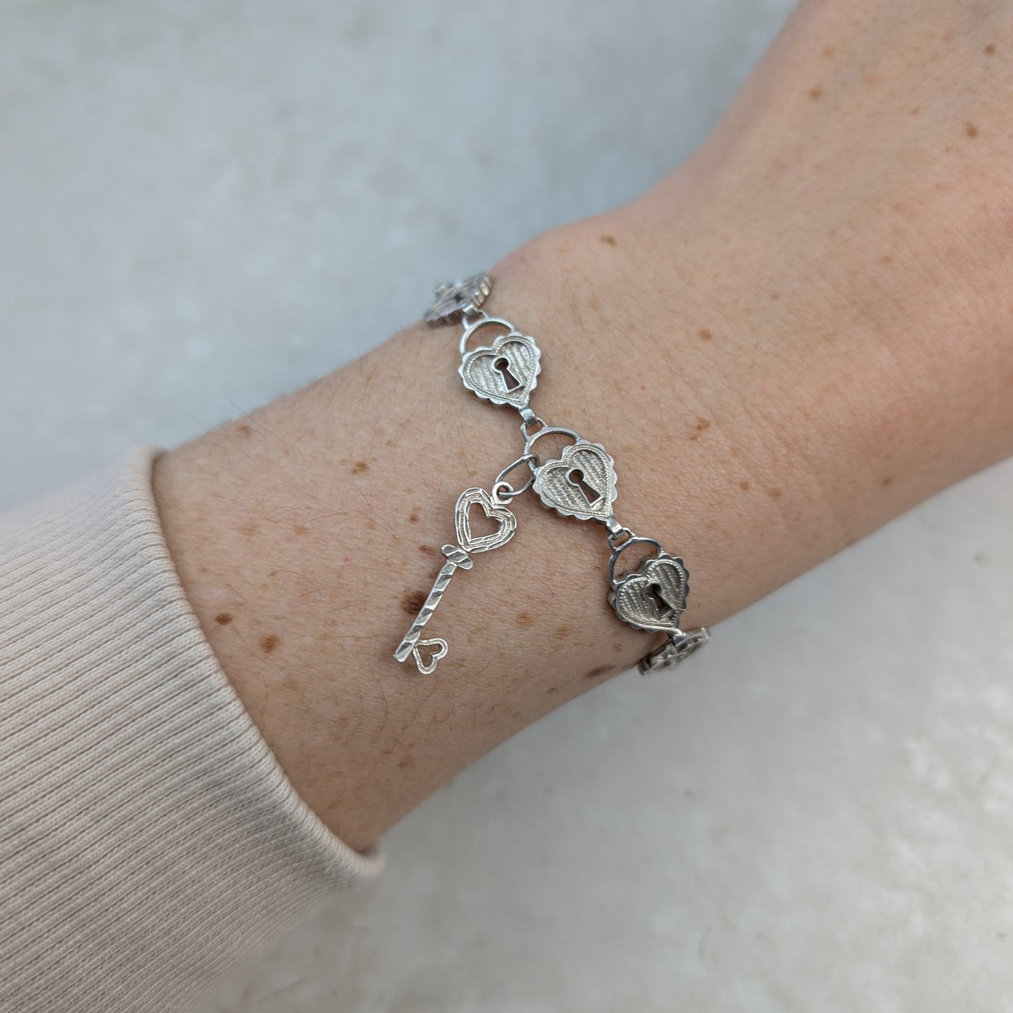 Vintage Sterling Silver 'Key to my Heart' Bracelet