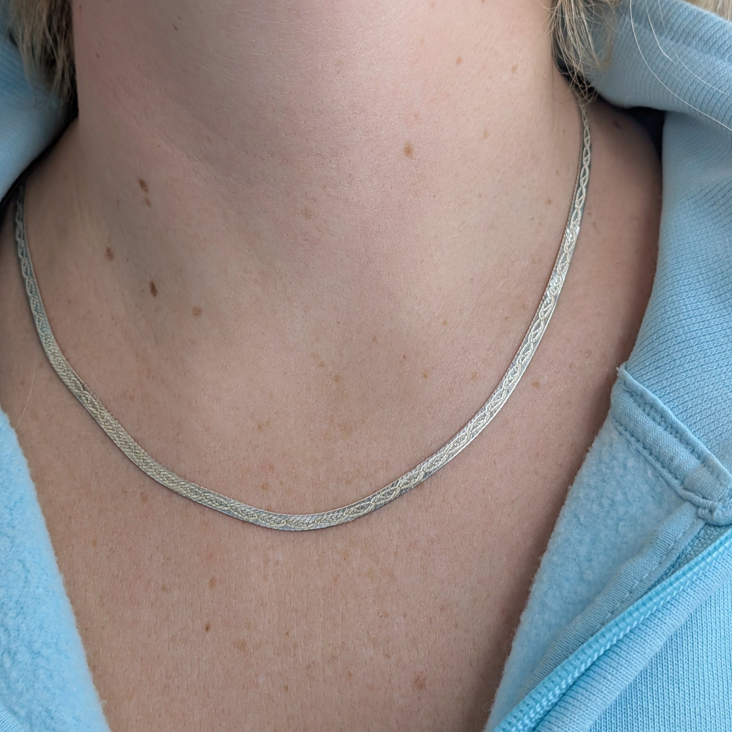 Estate 3.2mm Patterned Herring Bone Necklace and Bracelet Set