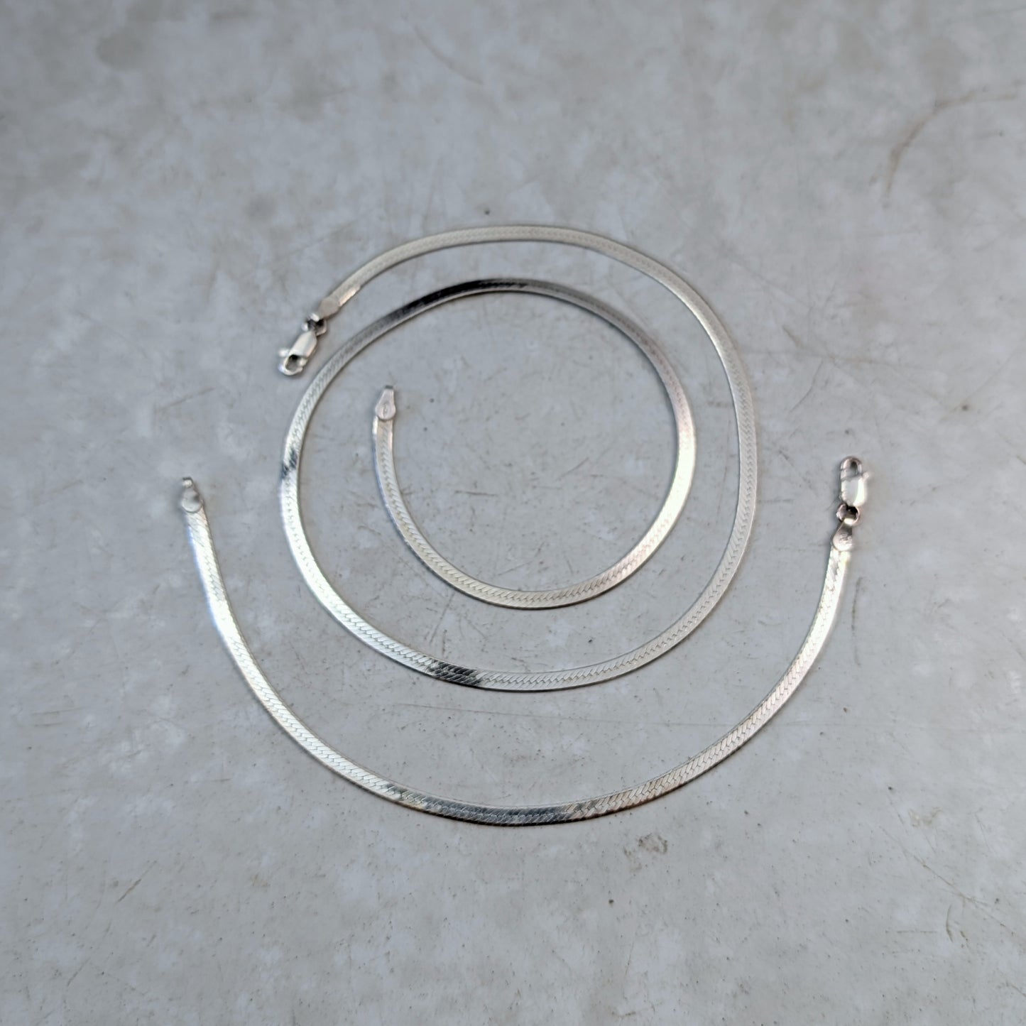 Estate 3.2mm Patterned Herring Bone Necklace and Bracelet Set