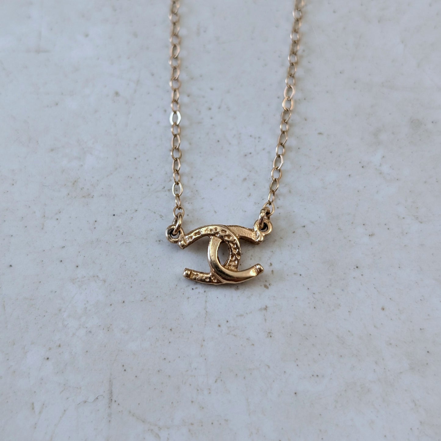 Vintage 14k Yellow Gold Double Horseshoe Necklace