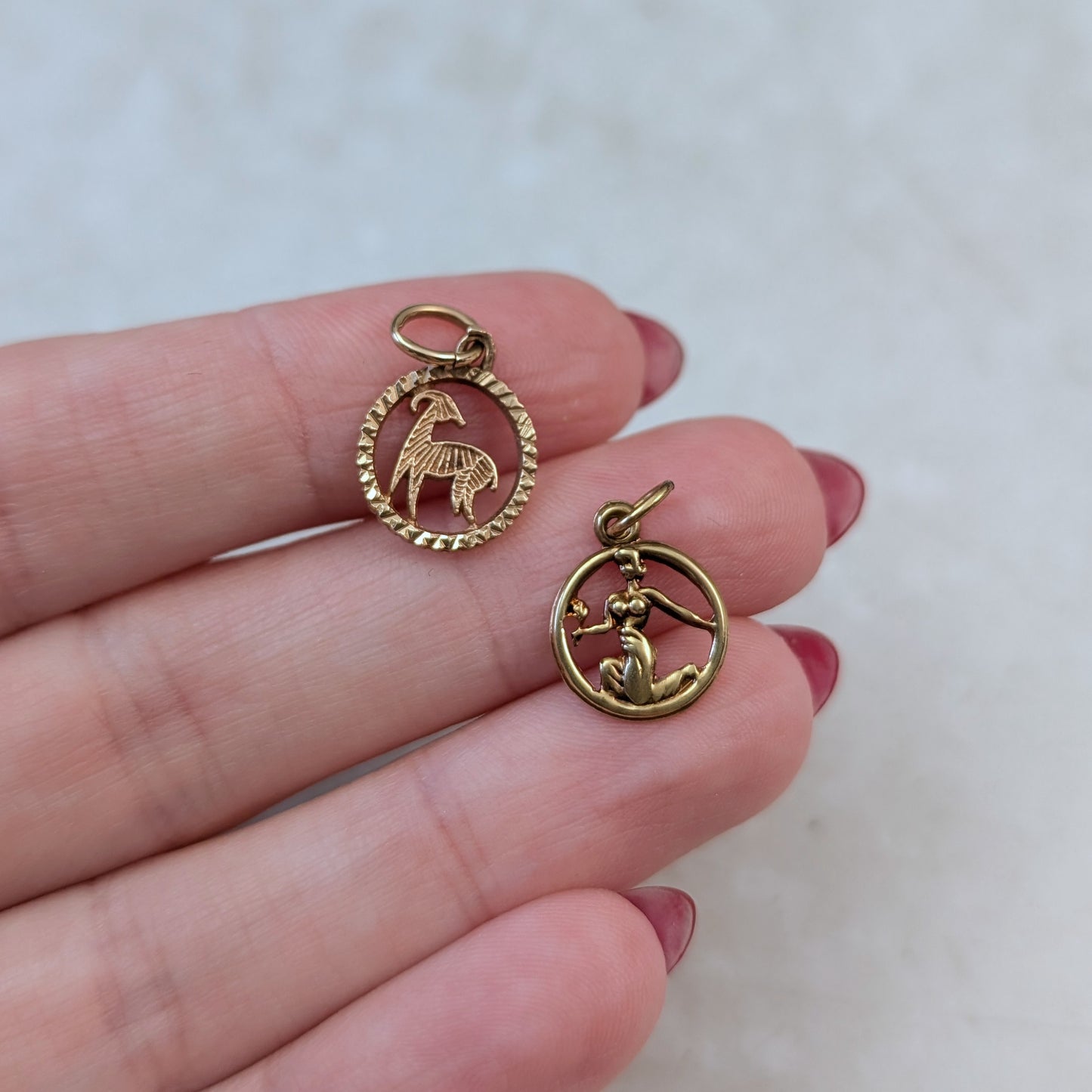 Vintage Yellow Gold Zodiac Signs - 14k Virgo & 10k Aries