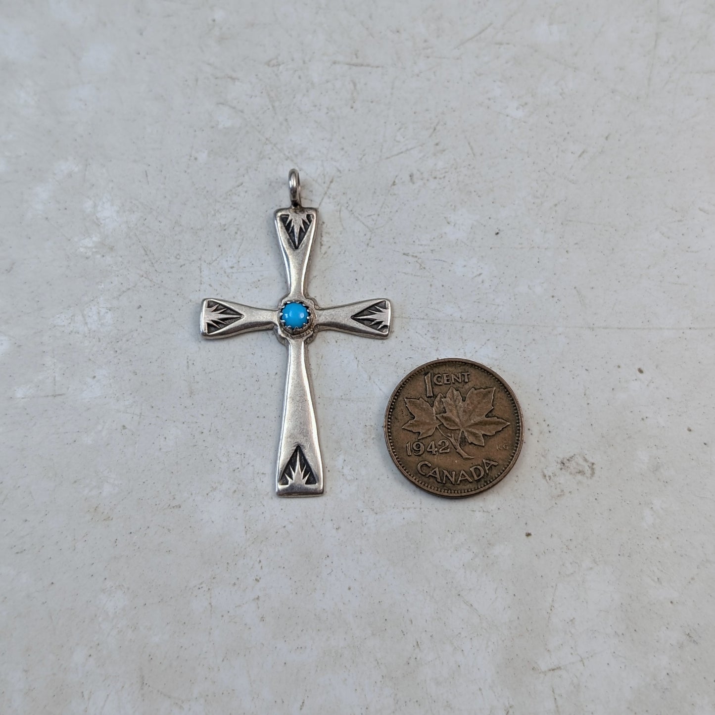 Vintage Sterling Silver Navajo Cross Pendant
