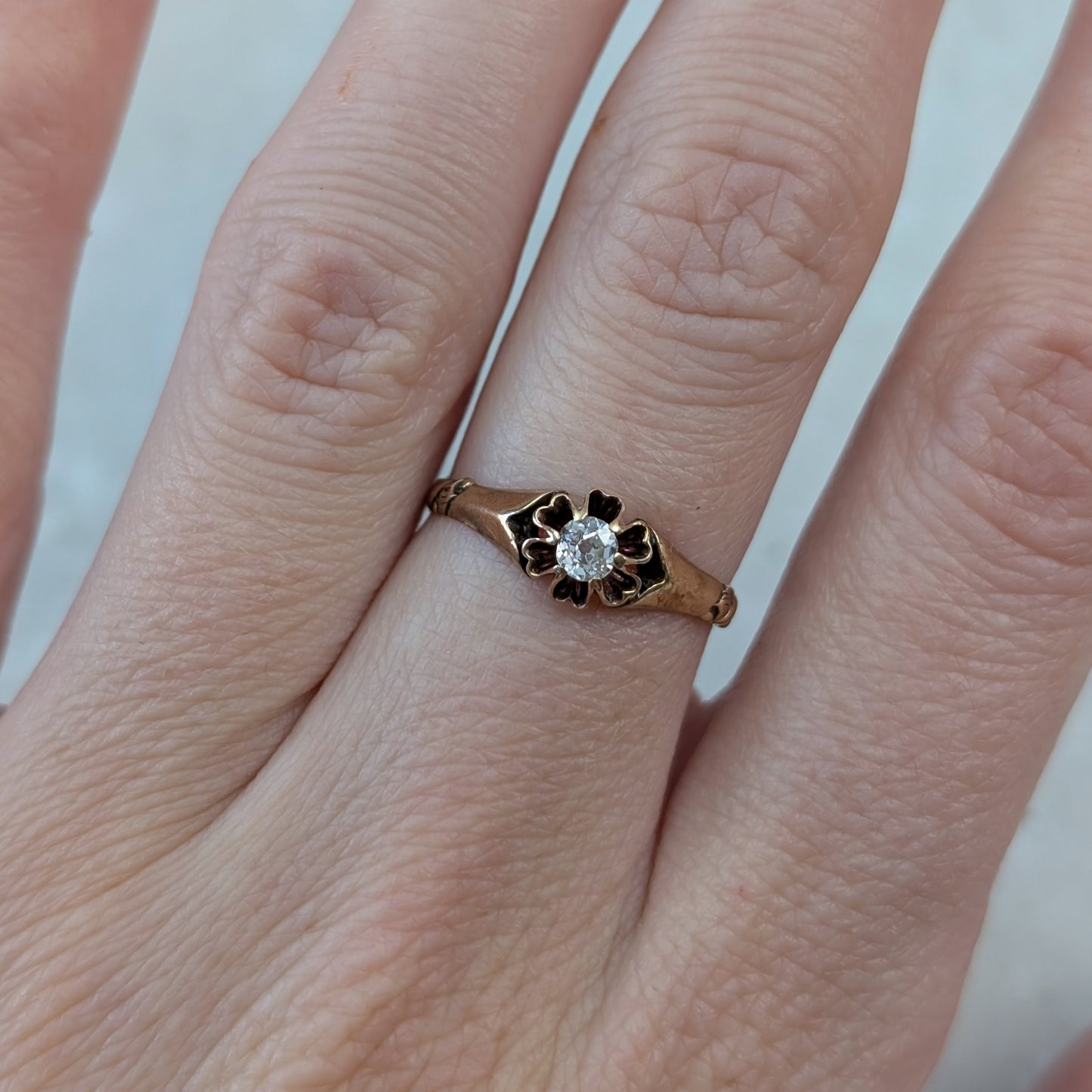 Victorian 14k Yellow Gold Old Mine Cut Diamond Ring