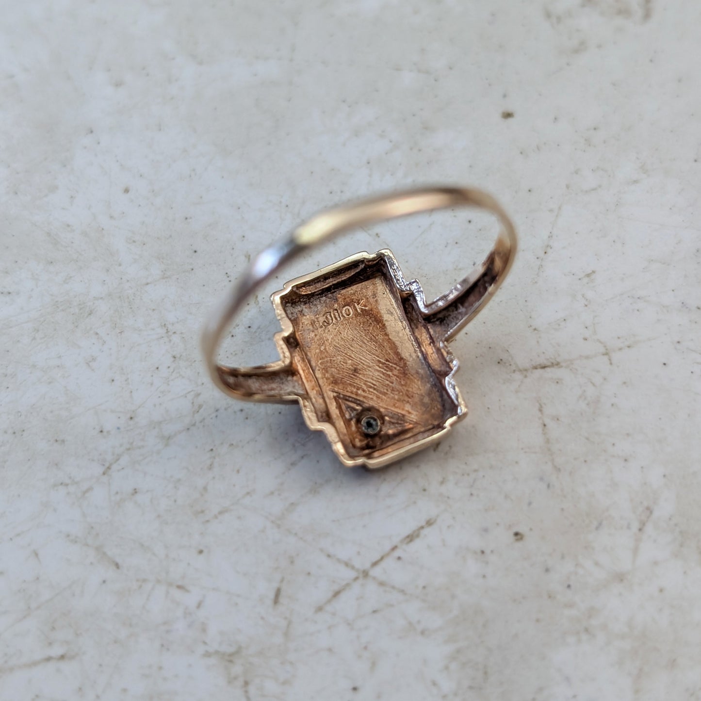 Vintage 10k gold Initia Signet Rings with Accent Gems