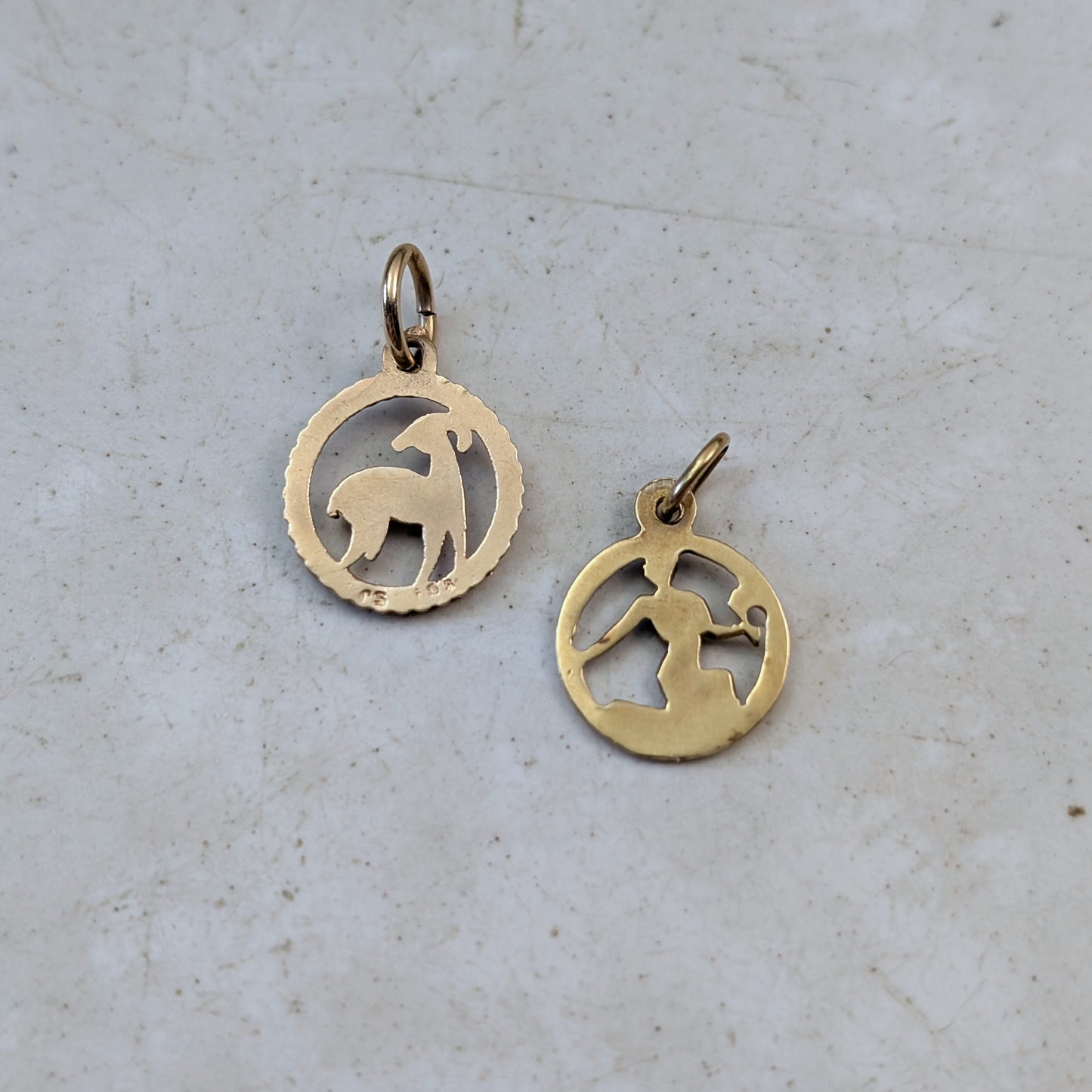 Vintage Yellow Gold Zodiac Signs - 14k Virgo & 10k Aries