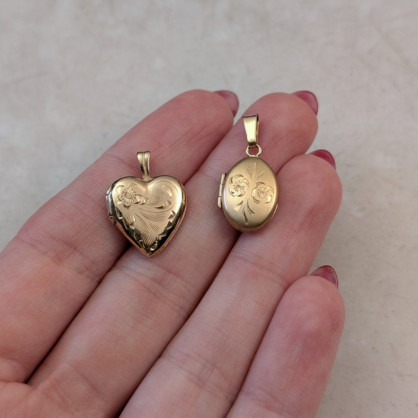 Vintage 10k Oval and Heart Small Lockets