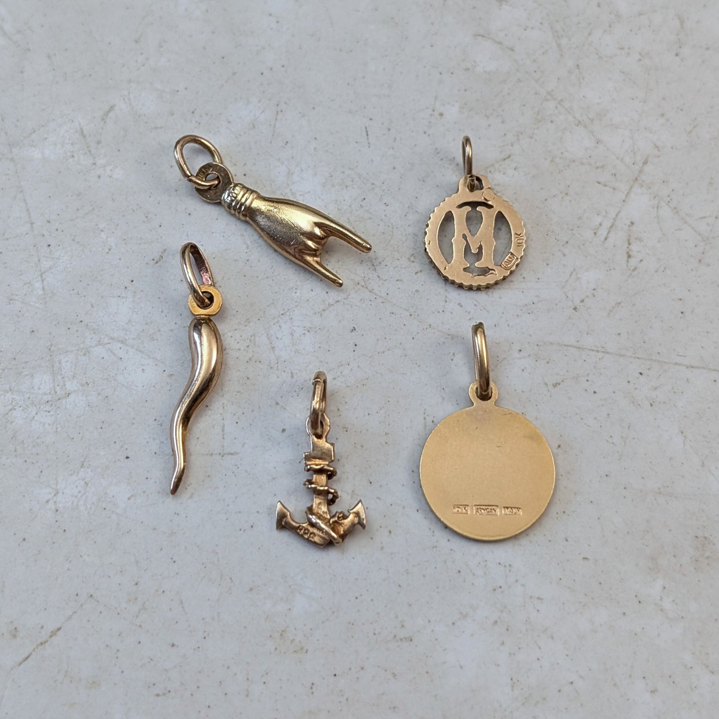 Various Vintage 10k Yellow Gold Charms and Pendants