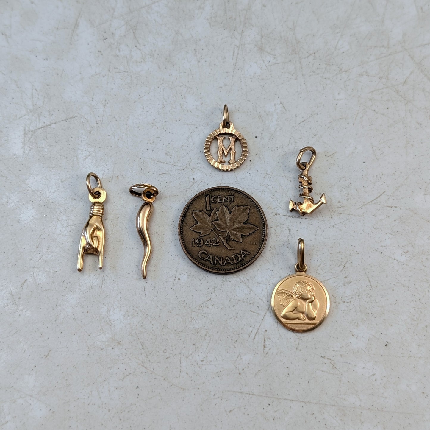 Various Vintage 10k Yellow Gold Charms and Pendants