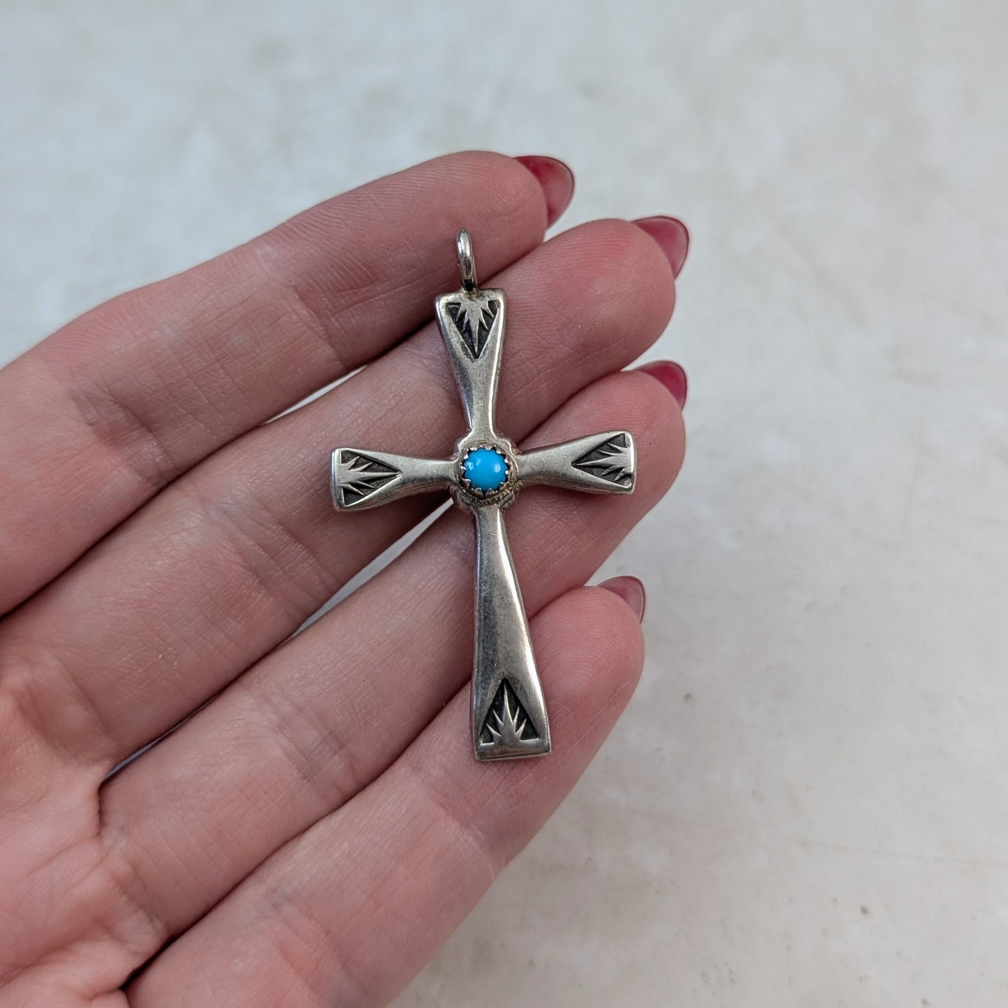 Vintage Sterling Silver Navajo Cross Pendant