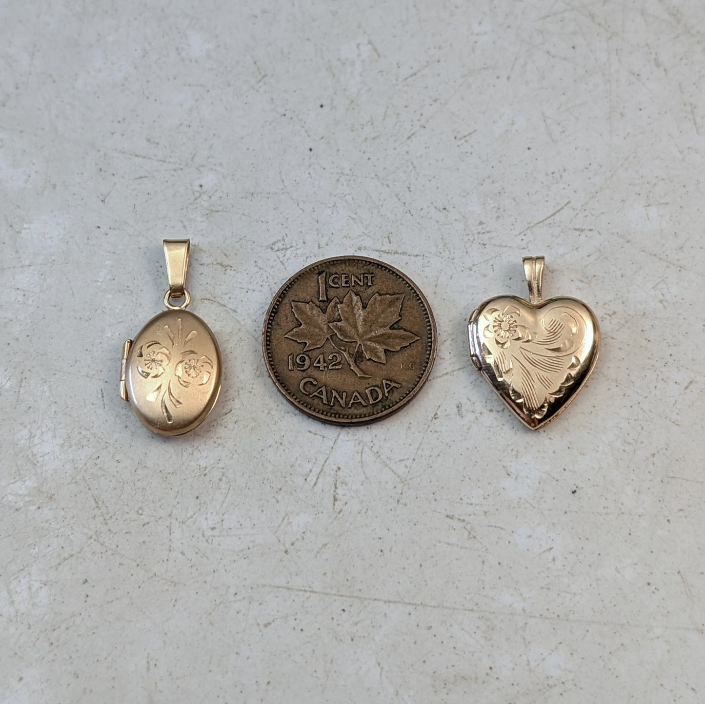 Vintage 10k Oval and Heart Small Lockets
