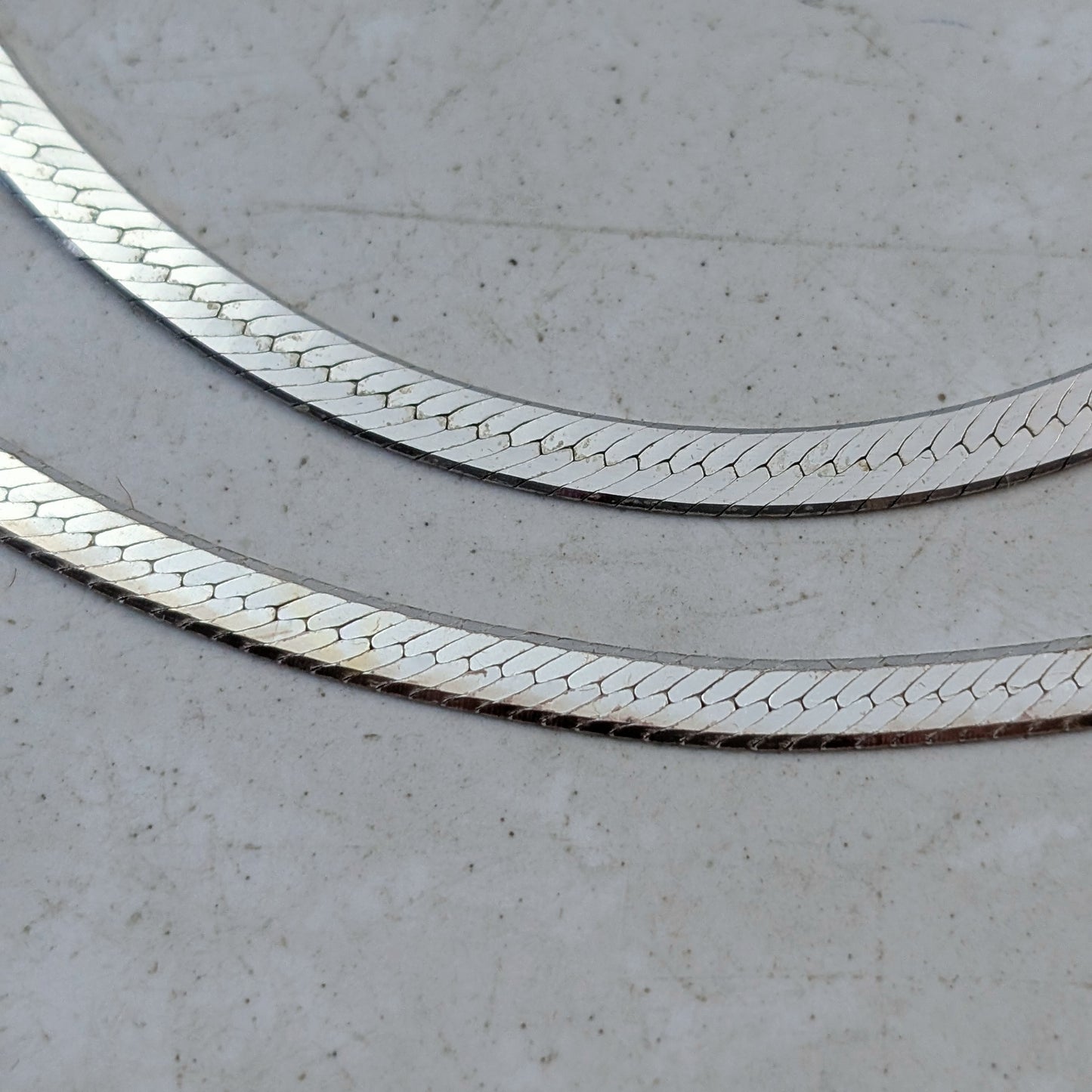 Estate 3.2mm Patterned Herring Bone Necklace and Bracelet Set