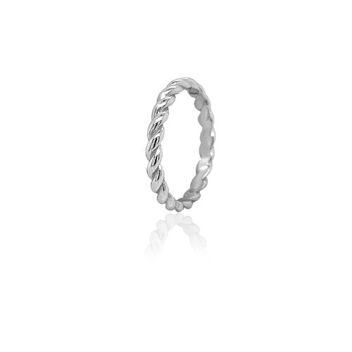 New Sterling Silver Chunky Rope Ring - Silver & Gold