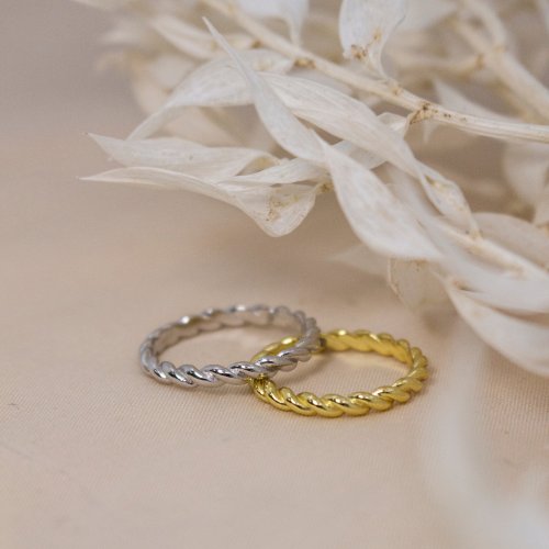 New Sterling Silver Chunky Rope Ring - Silver & Gold