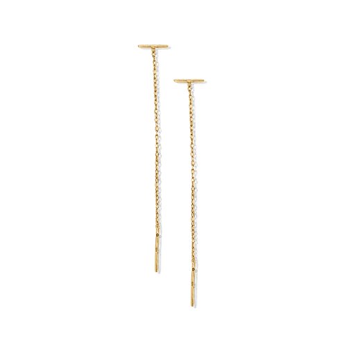 New Sterling Silver Bar Chain Threader Earrings - Silver & Gold
