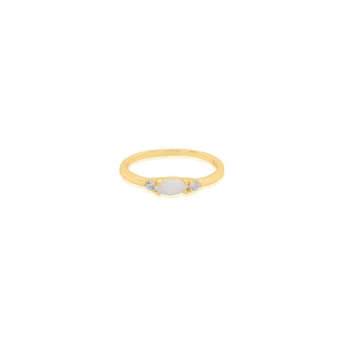 New Sterling Silver Gold Vermeil Opal and CZ Stacking Ring
