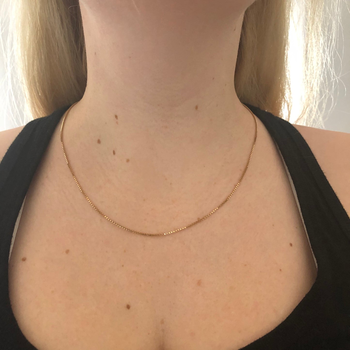 Estate 10k Yellow Gold 1mm Box Link Chain