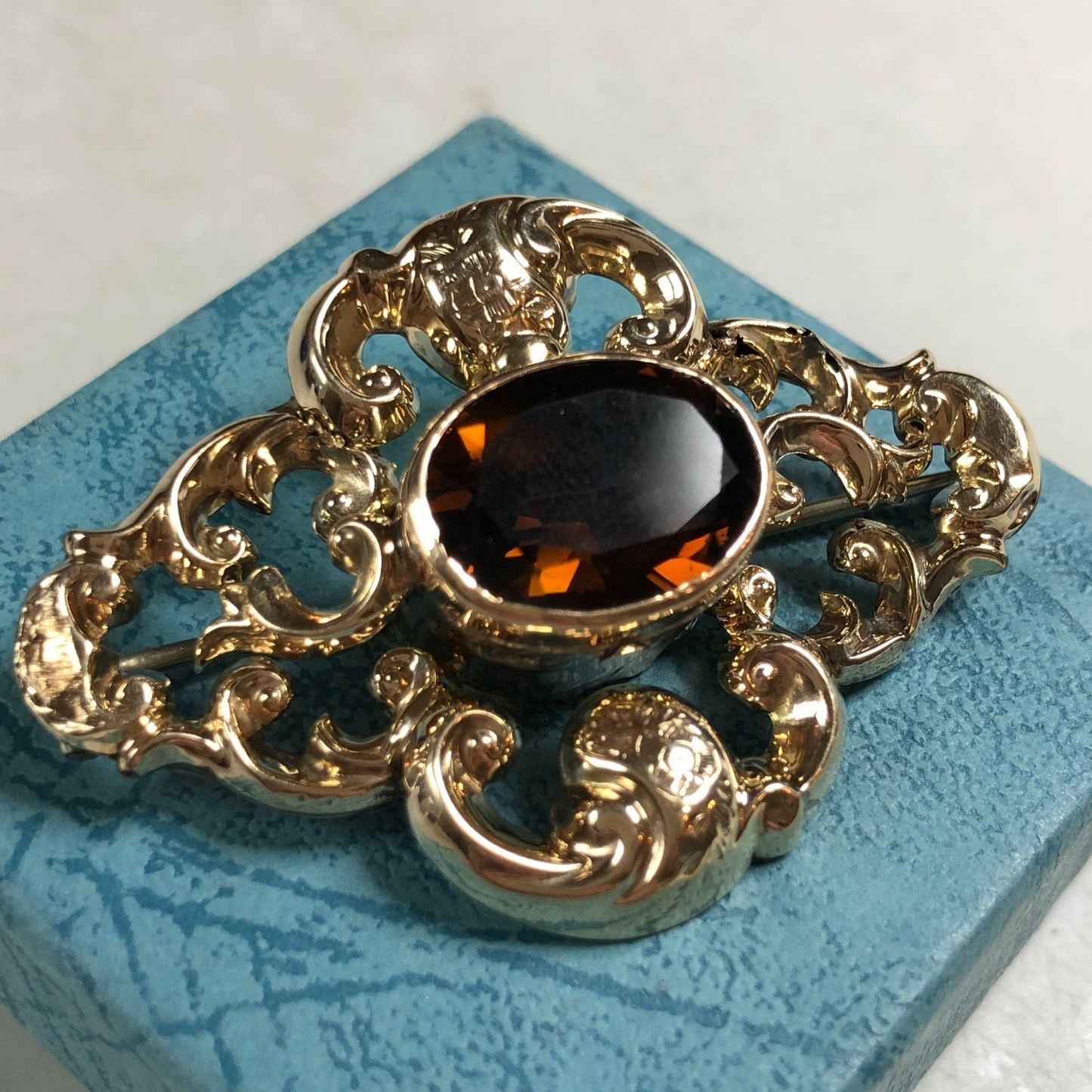 Antique Victorian 9ct Yellow Gold Quartz Convertible Brooch Pendant