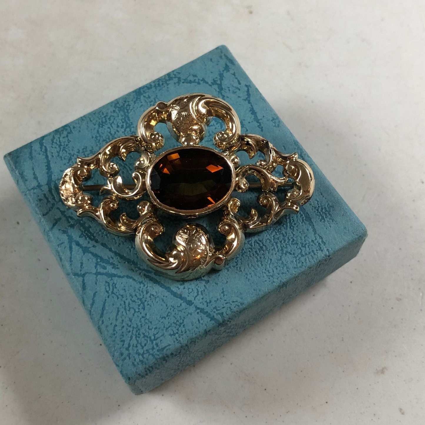 Antique Victorian 9ct Yellow Gold Quartz Convertible Brooch Pendant
