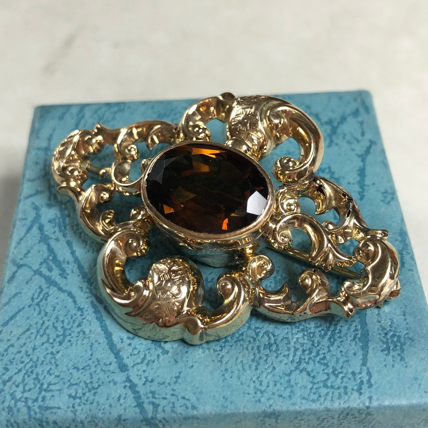 Antique Victorian 9ct Yellow Gold Quartz Convertible Brooch Pendant