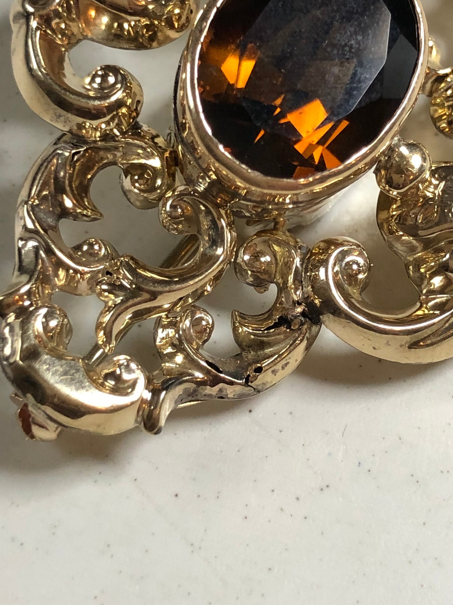 Antique Victorian 9ct Yellow Gold Quartz Convertible Brooch Pendant