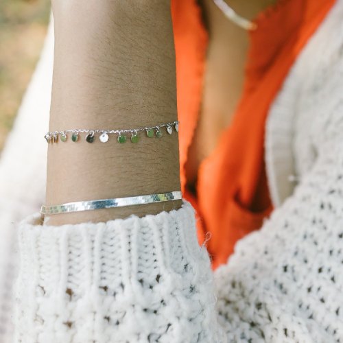 New Sterling Silver 3.5mm Herringbone Chain Bracelet - Silver & Gold