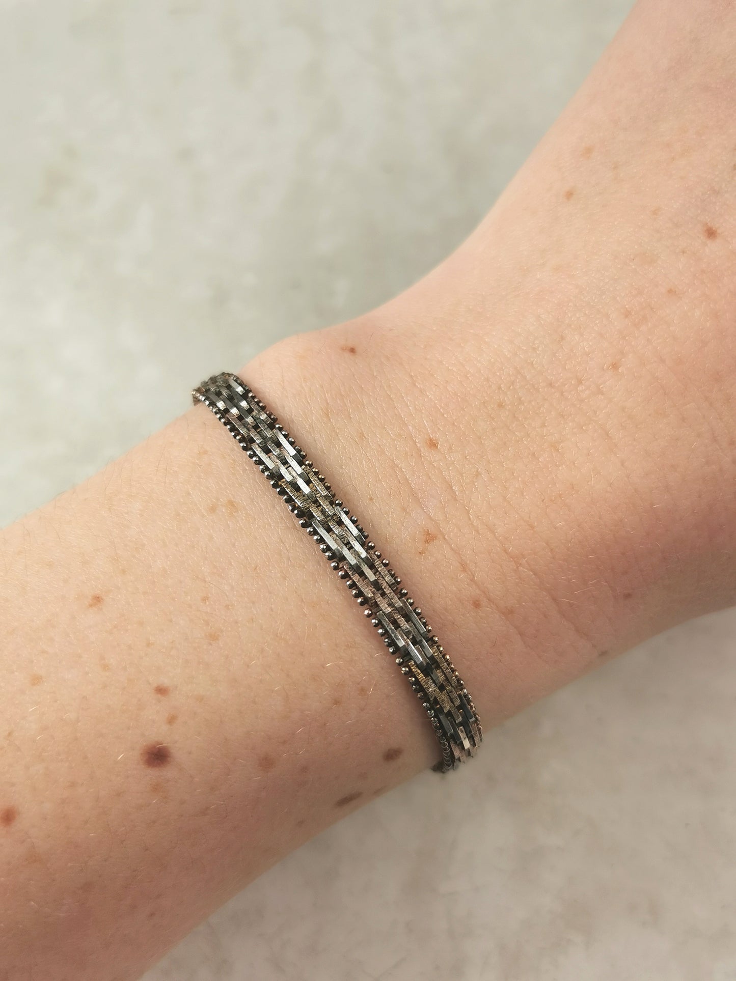 Vintage Sterling Silver Tri-colour Bracelet