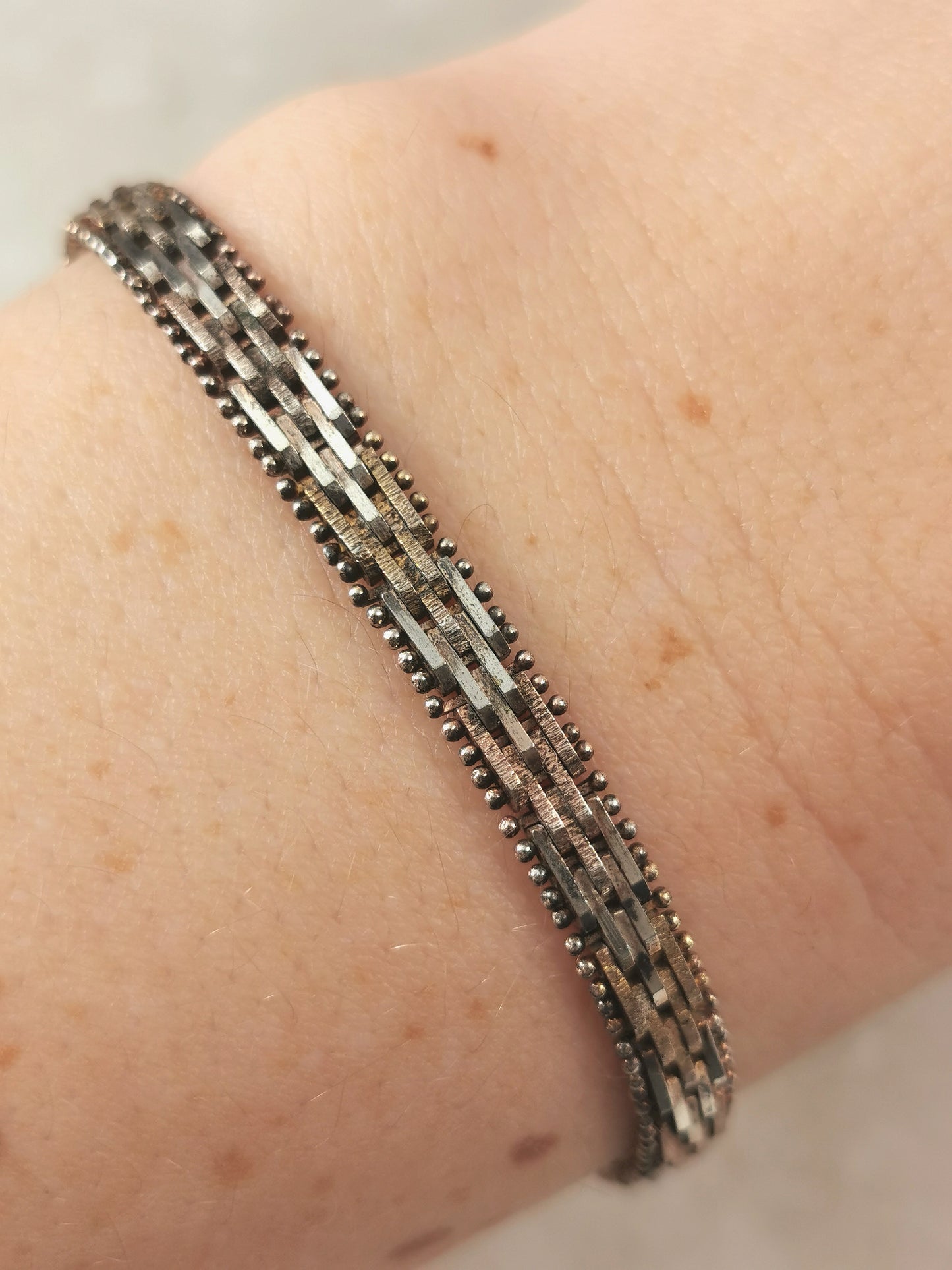 Vintage Sterling Silver Tri-colour Bracelet
