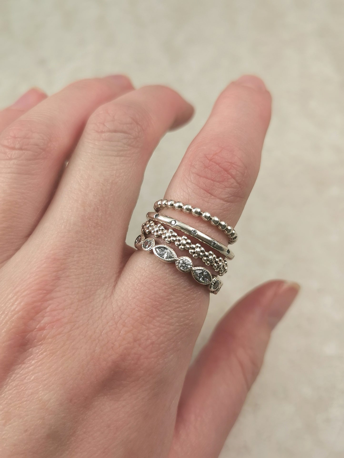 Estate Pandora Sterling Silver Beaded Stacking Band
