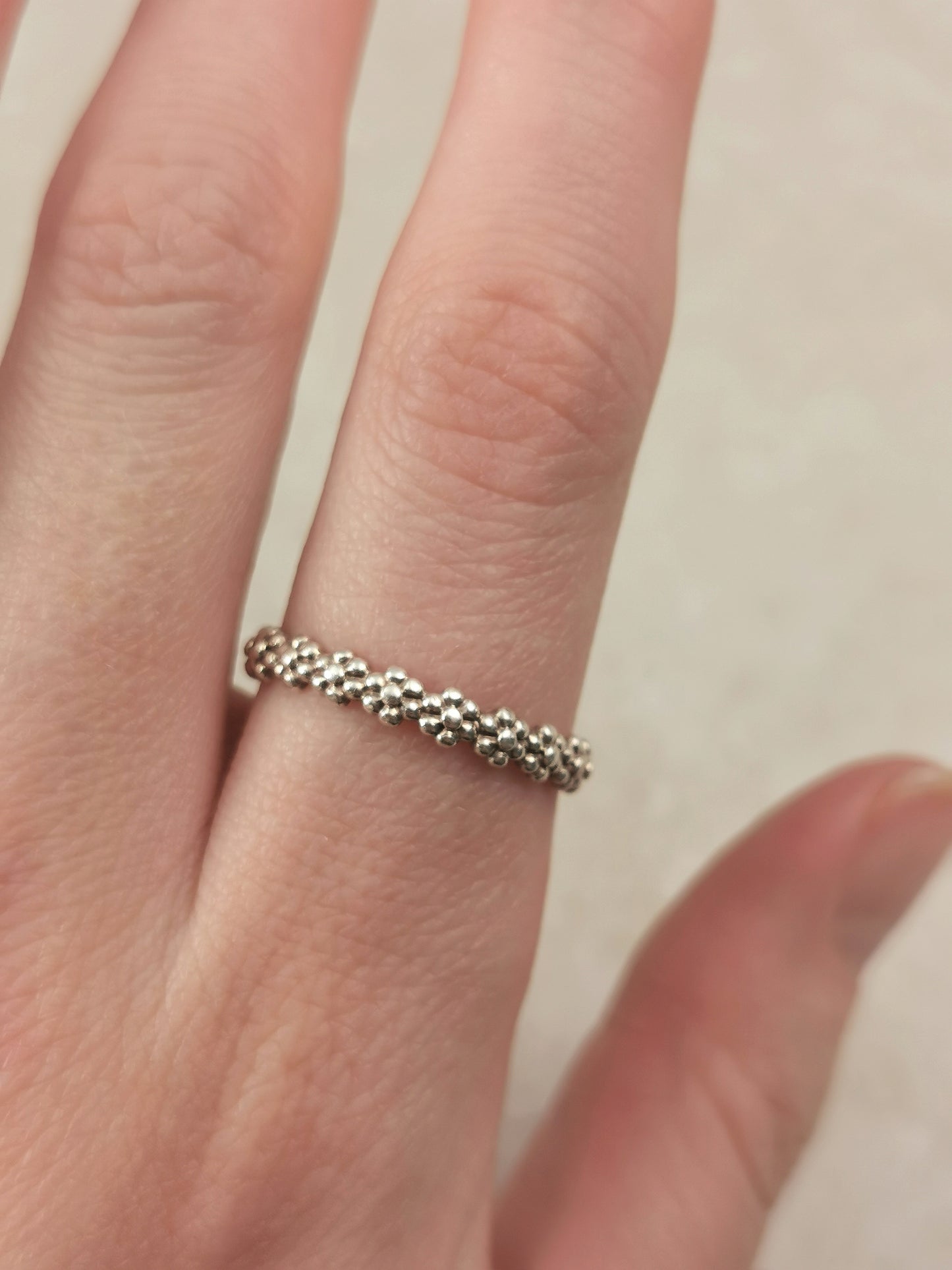 Estate Pandora Sterling Silver Classic Daisy Eternity Band