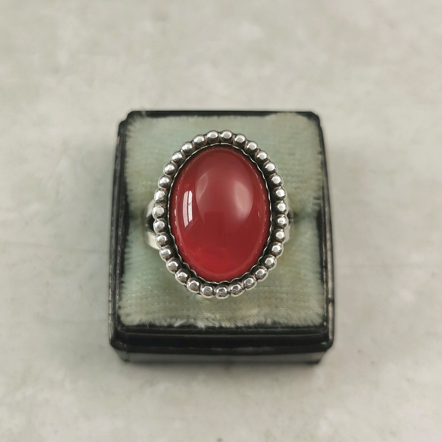Vintage Sterling Silver Carnelian Cabochon Ring