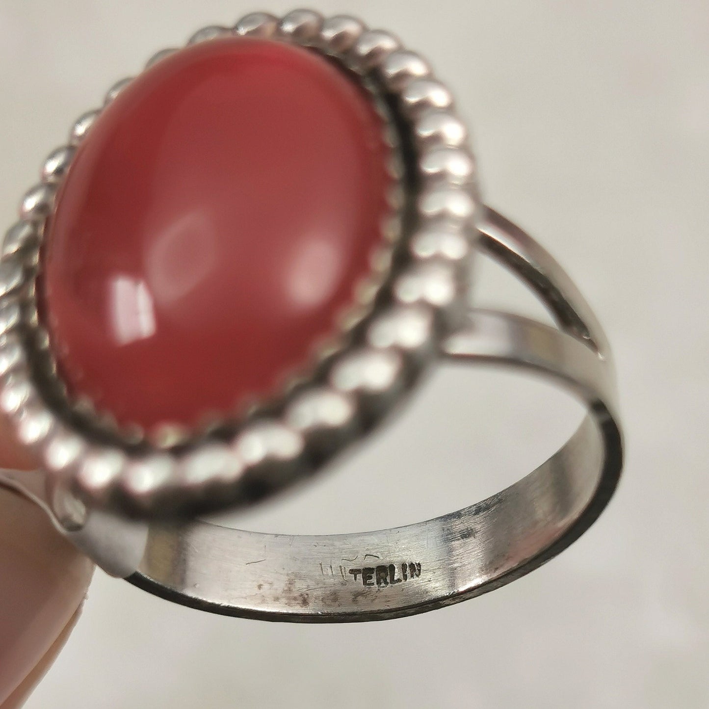Vintage Sterling Silver Carnelian Cabochon Ring
