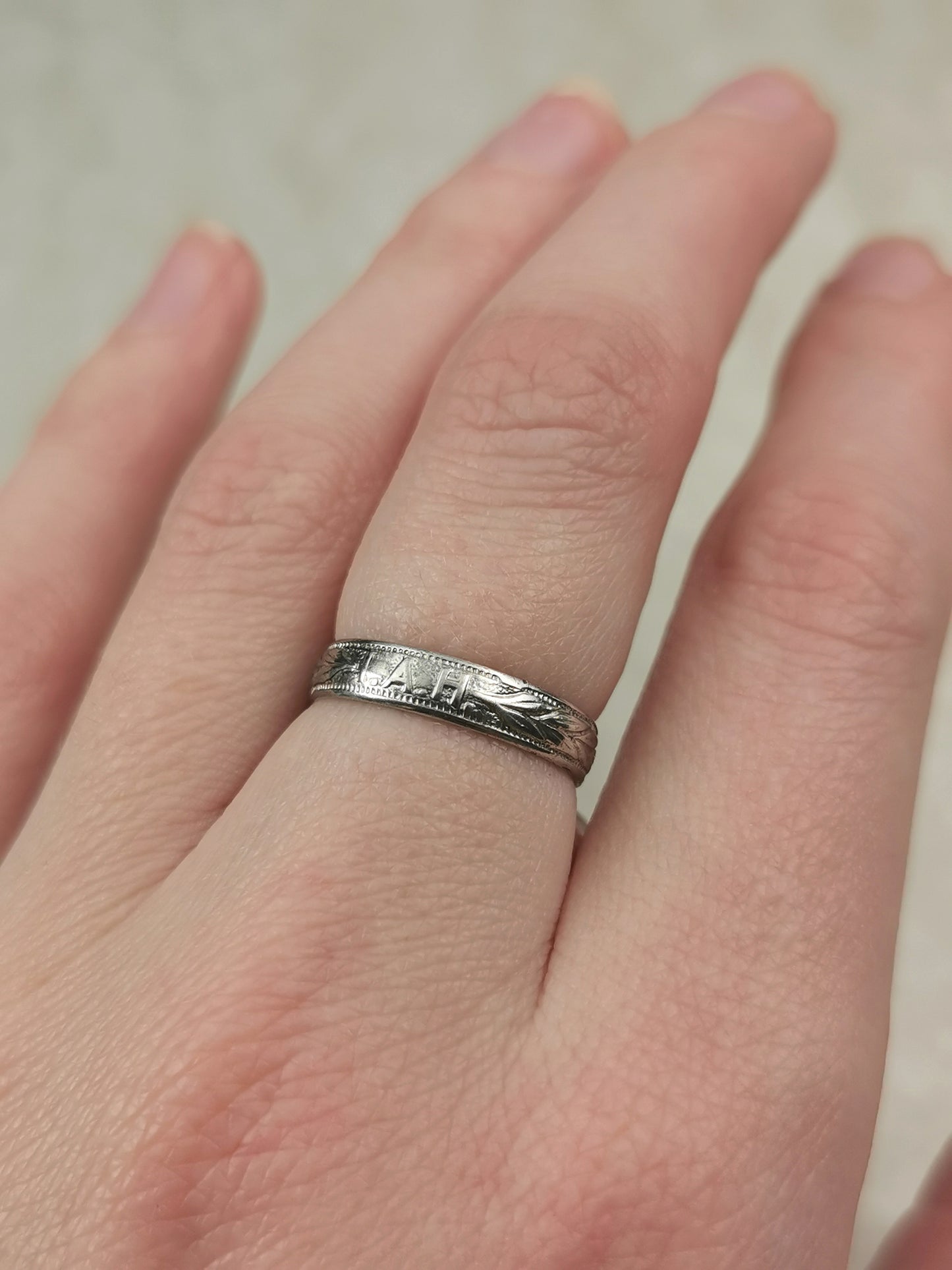 Vintage Uncas Sterling Silver I.A.H. Signet Band